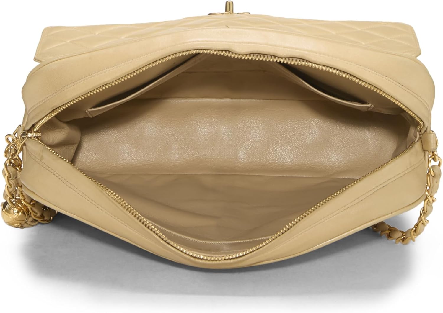 Chanel, Beige Quilted Lambskin Pocket Camera Bag Large, Beige