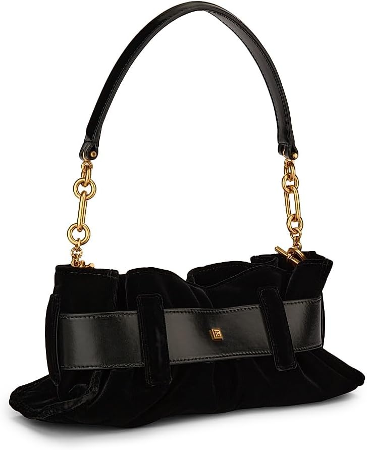 Balmain, Mini Anthem Velvet Shoulder Bag, Noir