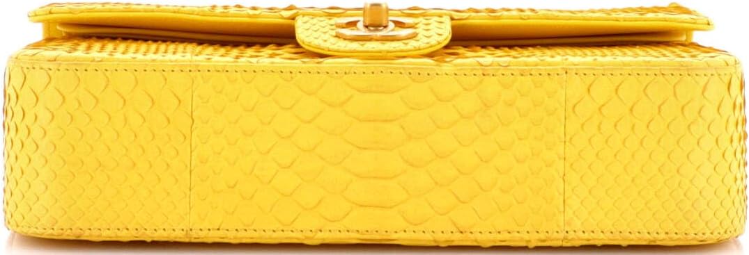 Chanel, Classic Double Flap Bag Python Medium, Yellow
