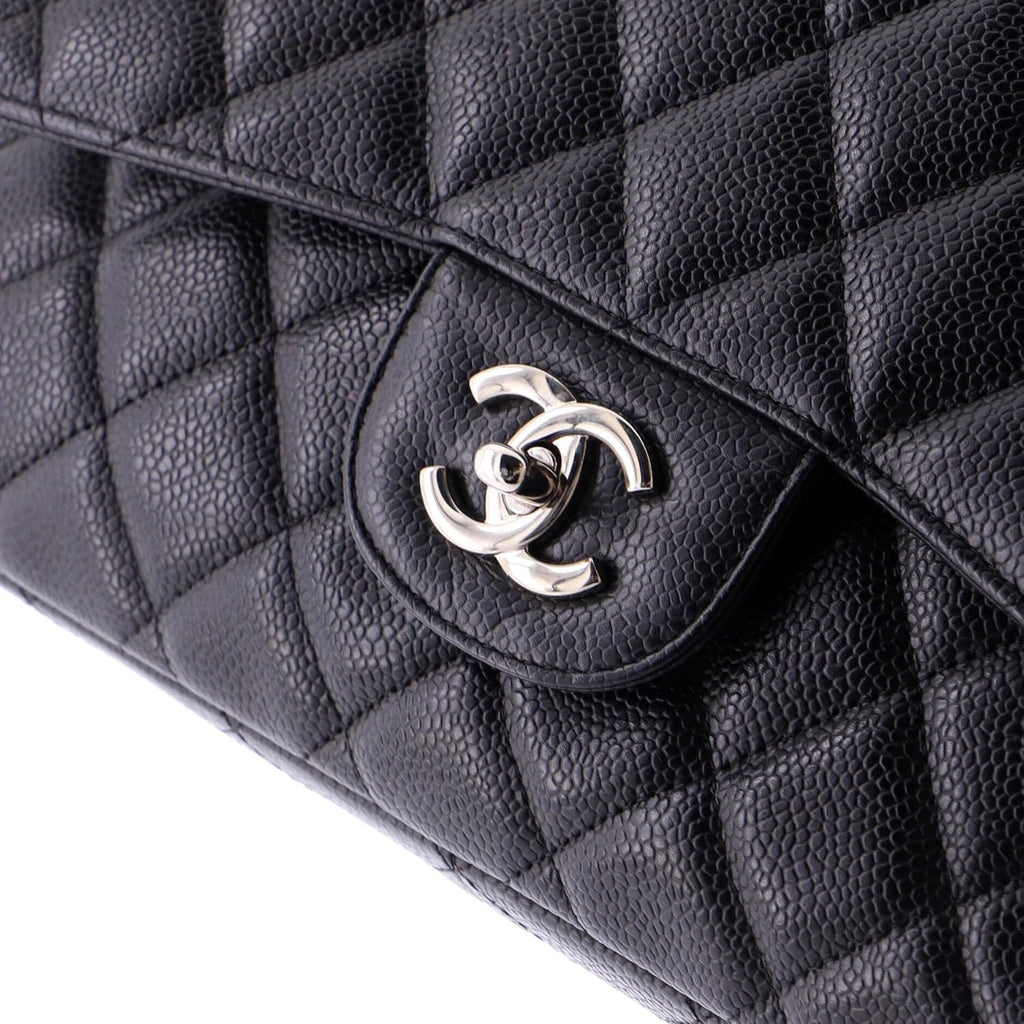 Chanel, Vintage Classic Single Flap Bag Quilted Caviar Jumbo, Black
