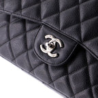 Chanel, Vintage Classic Single Flap Bag Quilted Caviar Jumbo, Black