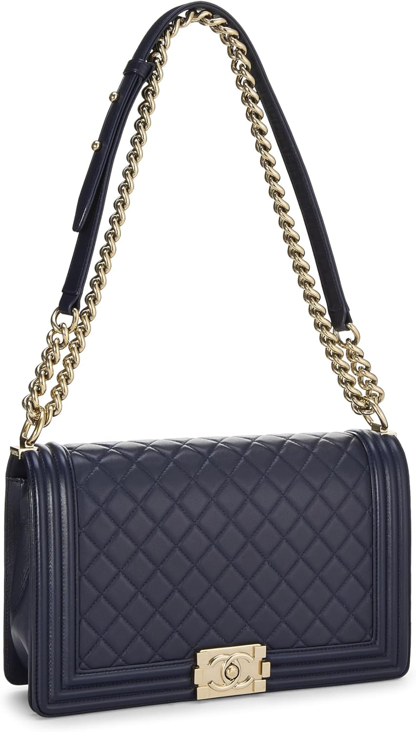 Chanel, Navy Quilted Lambskin Boy Bag Medium, Navy