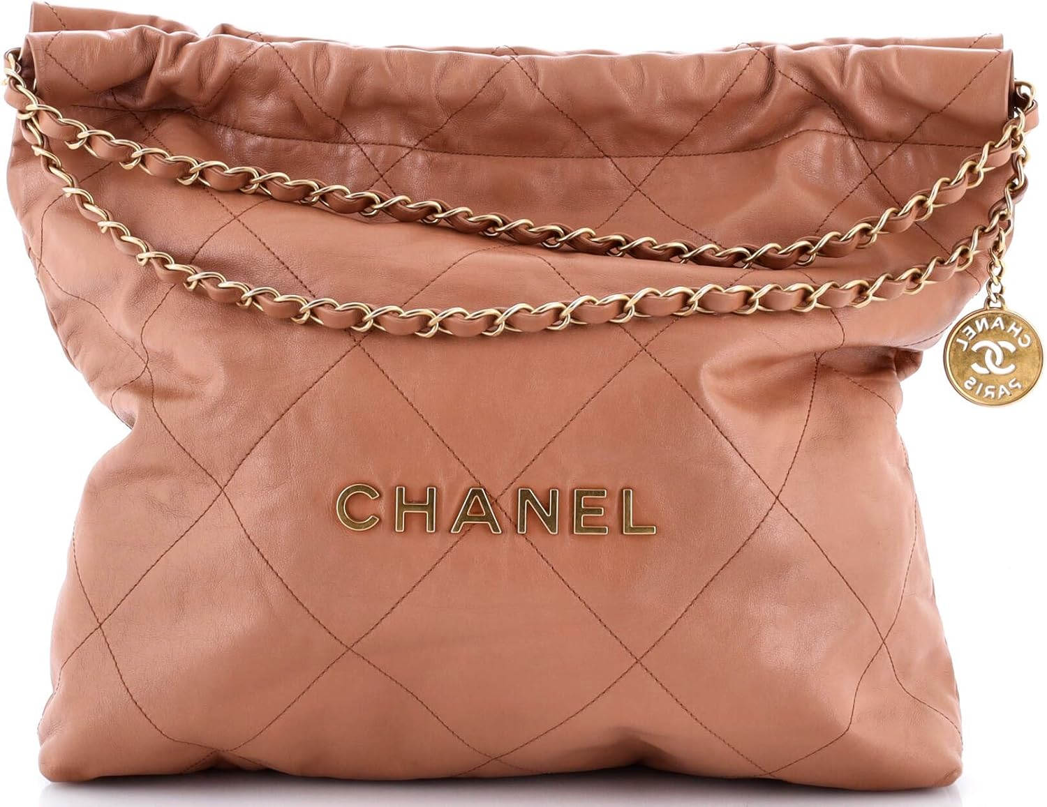 Chanel, 22 Chain Hobo Quilted Calfskin Medium, Neutral