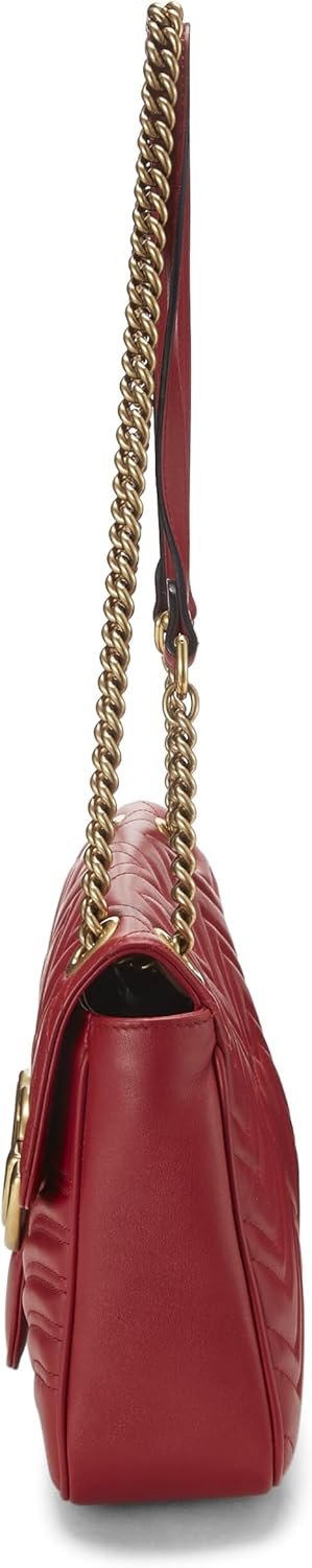 Gucci, Red Leather GG Marmont Shoulder Bag, Red