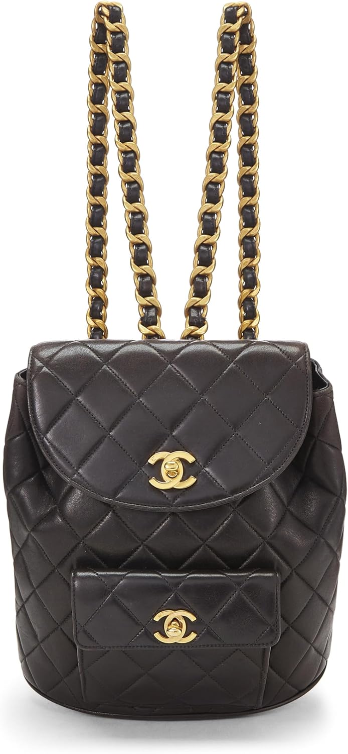 Chanel, Quilted Lambskin ; Classic Backpack Medium, Black : Clothing, Shoes & Jewelry