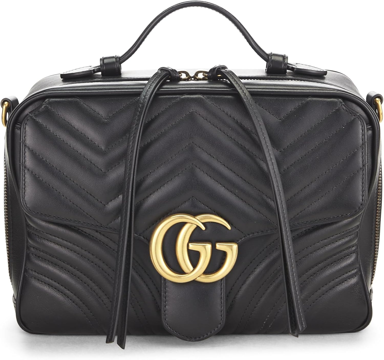 Gucci, Black Leather GG Marmont Shoulder Bag Small, Black
