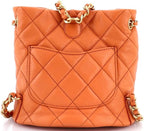 Chanel, CC Pocket Chain Bucket Backpack Quilted Lambskin Small, Orange