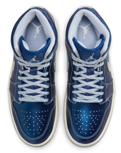 Nike Air Jordan 1 Mid SE Metallic Blue Quilted IM5128-001 Women's Size