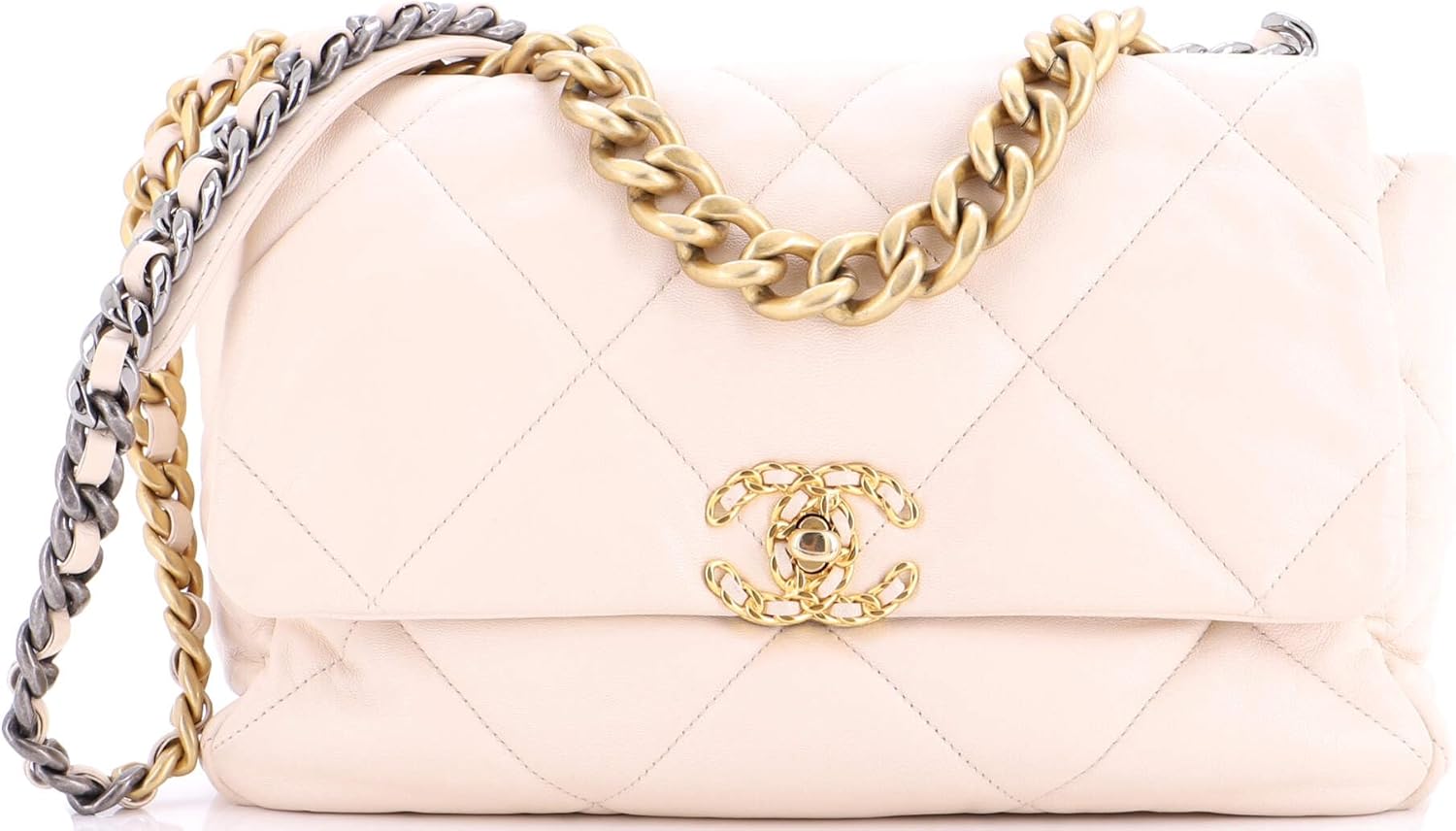 Chanel, 19 Flap Bag Quilted Leather Large, Neutral