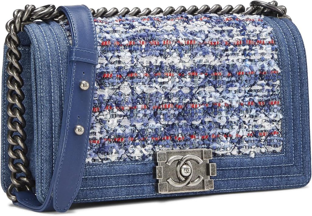 Chanel, Blue Denim & Bouclé Boy Bag Medium, Blue