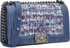 Chanel, Blue Denim & Bouclé Boy Bag Medium, Blue