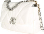 Chanel, White Quilted Lambskin Small 19 Flap Bag, White