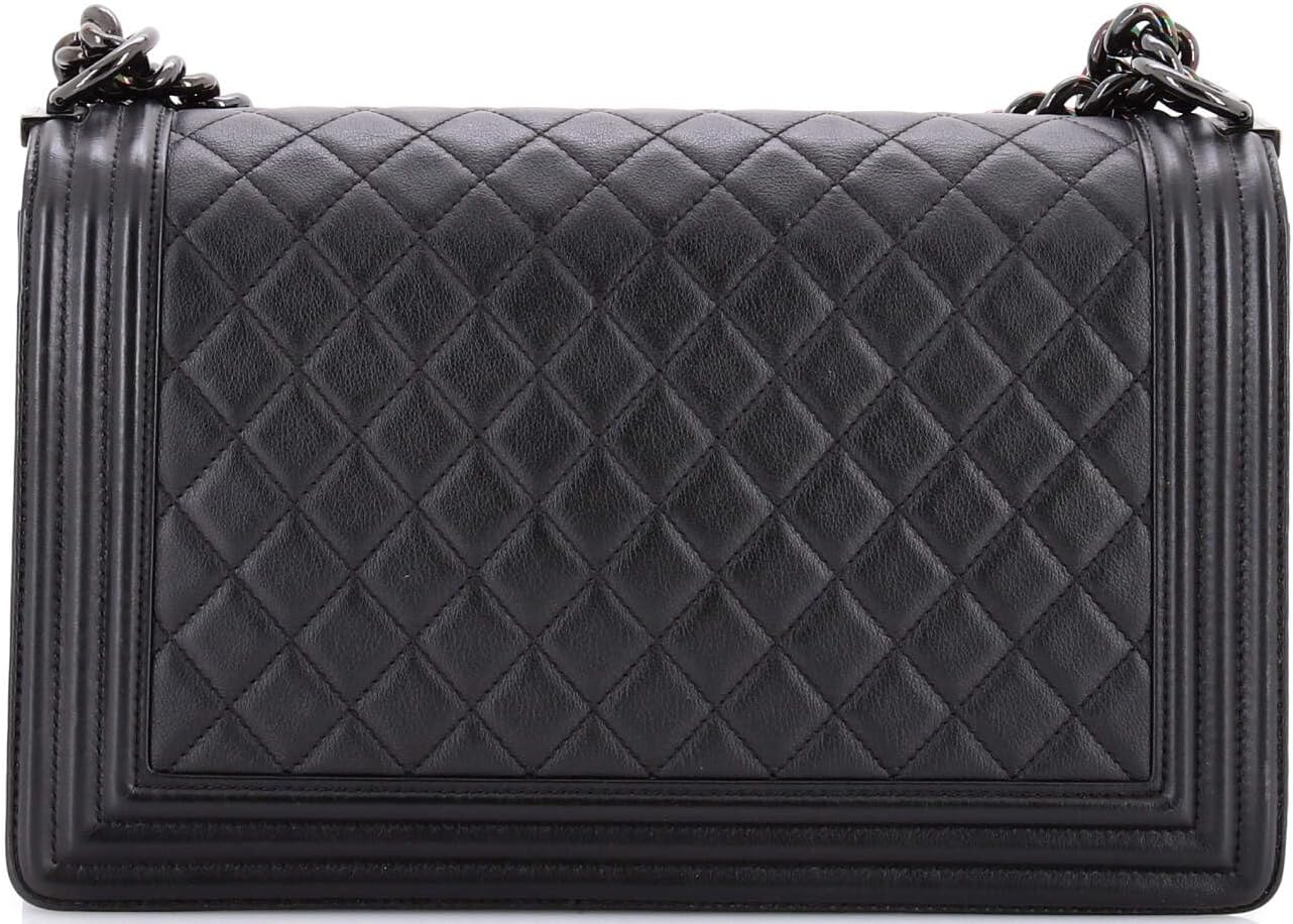 Chanel, So Black Boy Flap Bag Quilted Lambskin New Medium, Black