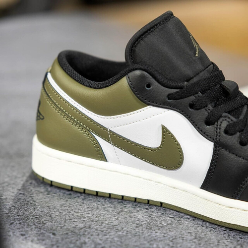 Nike Air Jordan 1 Low Black Toe Medium Olive 553558-092 Men's Size