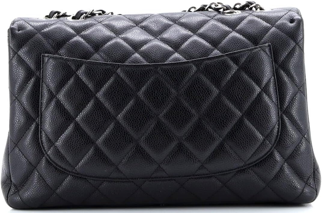 Chanel, Classic Single Flap Bag Quilted Caviar Jumbo, Black