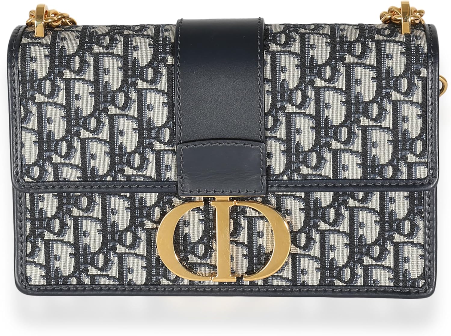 Dior, Navy Oblique Jacquard 30 Montaigne Chain Bag, Beige, Blue