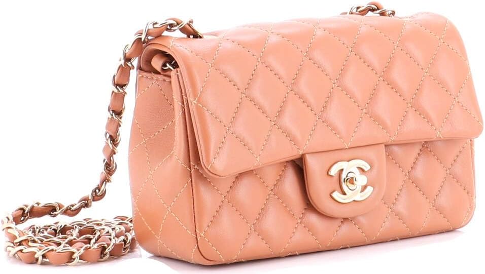 Chanel, Classic Single Flap Bag Quilted Lambskin Mini, Brown