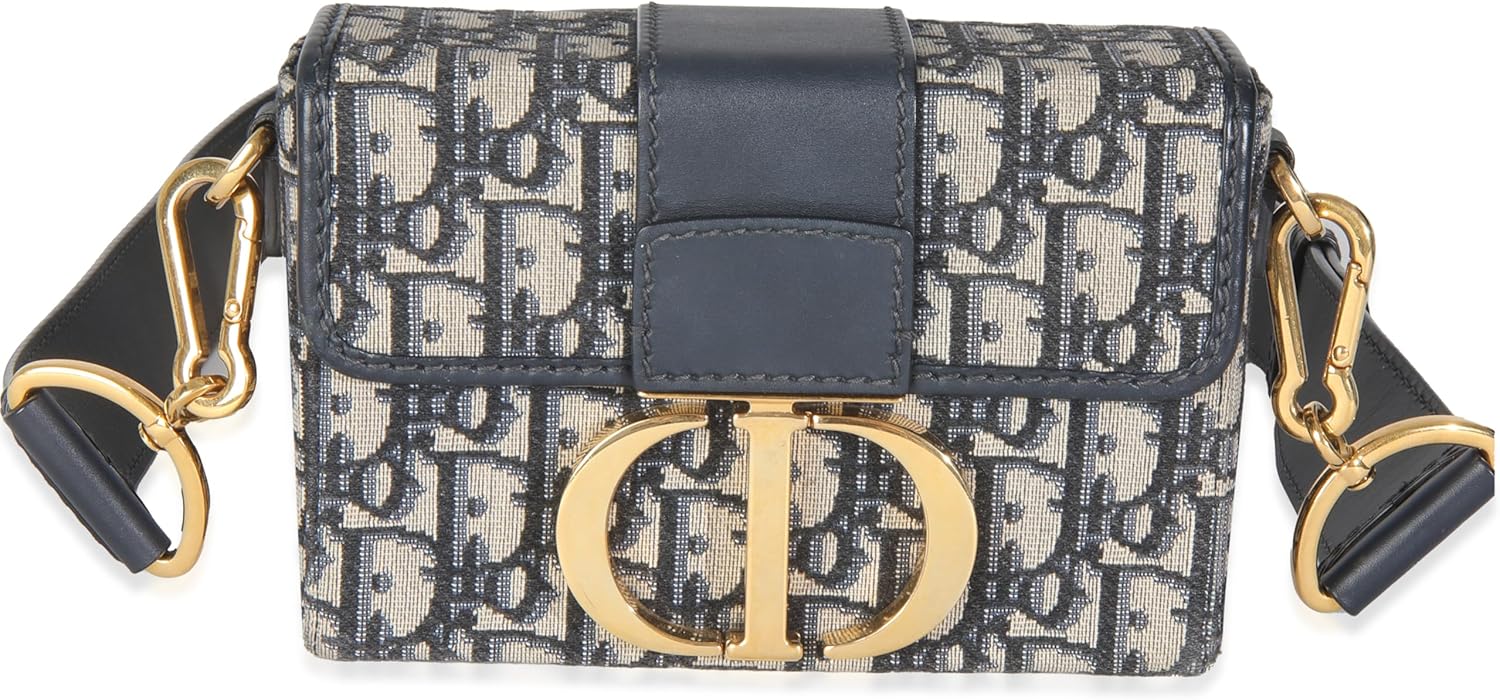 Dior, Blue Oblique Canvas 30 Montaigne Box Bag, Blue