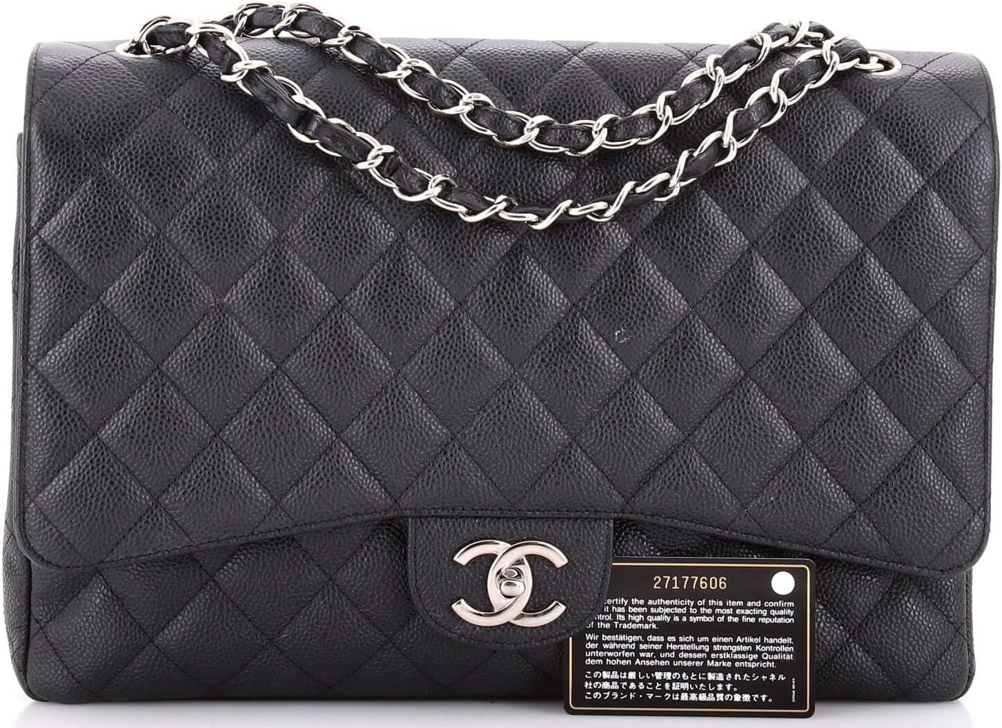 Chanel, Classic Double Flap Bag Quilted Caviar Jumbo, Black