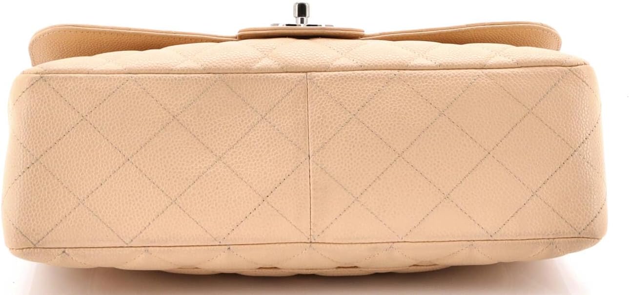 Chanel, Classic Single Flap Bag Quilted Caviar Jumbo, Neutral