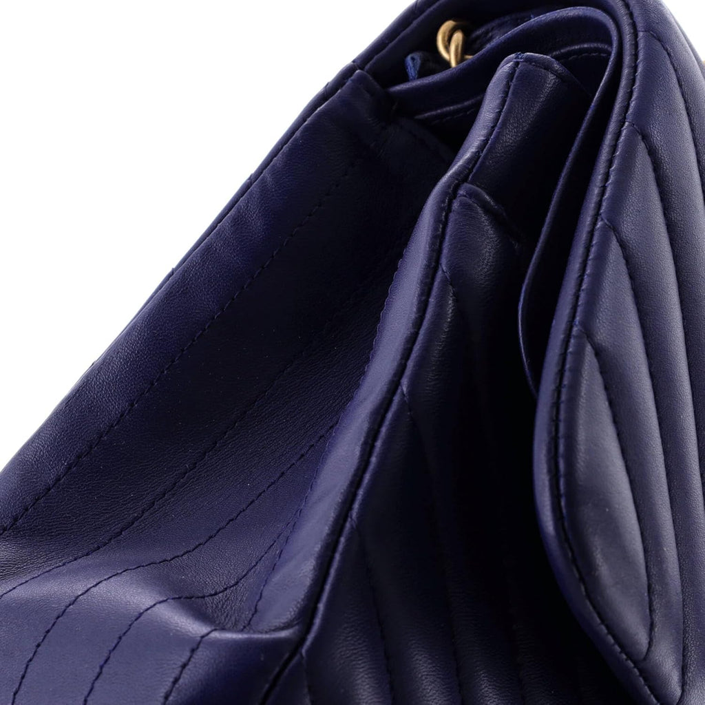 Chanel, Classic Double Flap Bag Chevron Lambskin Jumbo, Blue