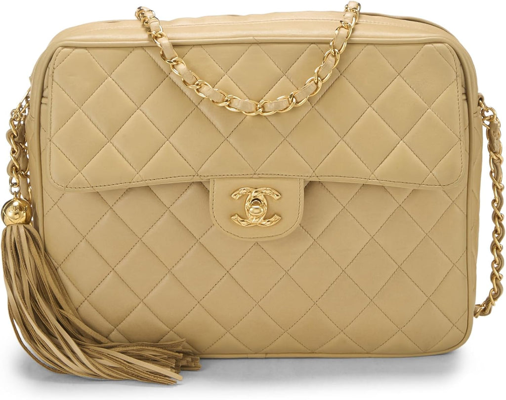 Chanel, Beige Quilted Lambskin Pocket Camera Bag Large, Beige