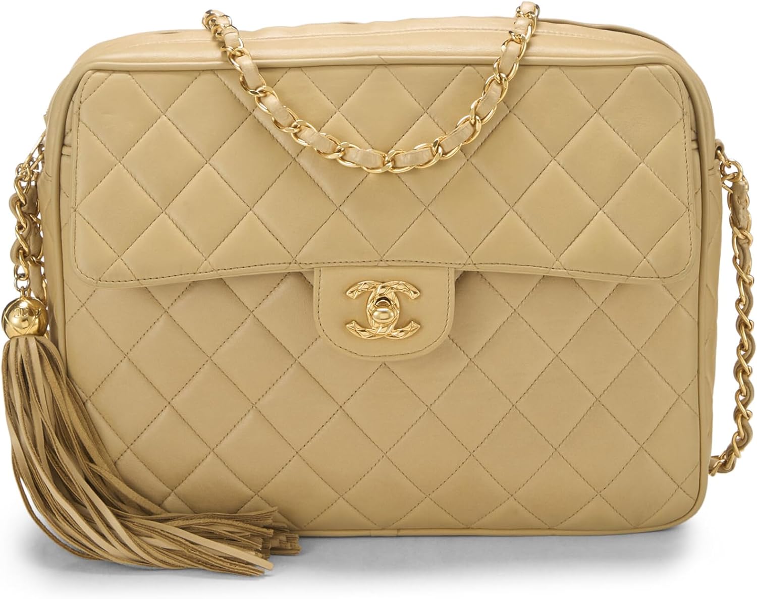 Chanel, Beige Quilted Lambskin Pocket Camera Bag Large, Beige