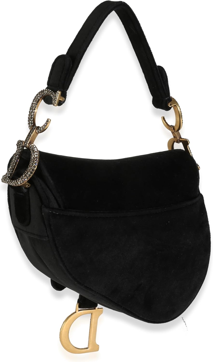 Dior, Black Velvet Crystal Mini Saddle Bag, Black