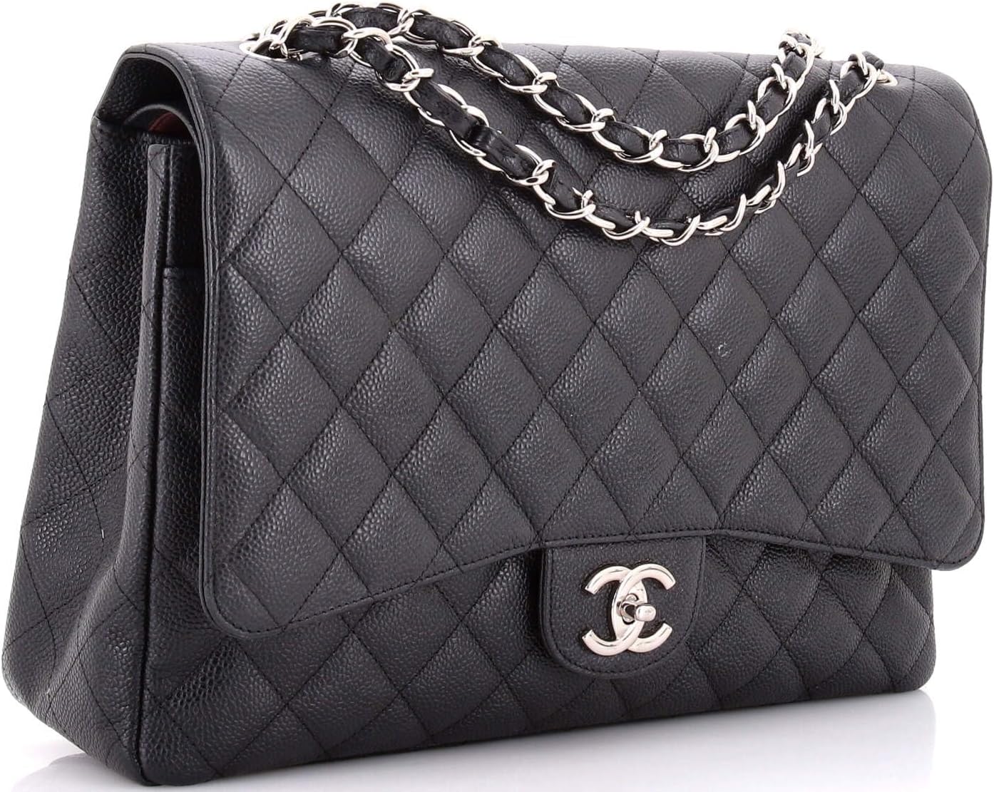 Chanel, Classic Double Flap Bag Quilted Caviar Jumbo, Black