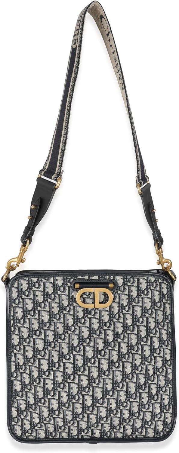 Dior, Navy Oblique Canvas CD Hobo, Beige, Blue