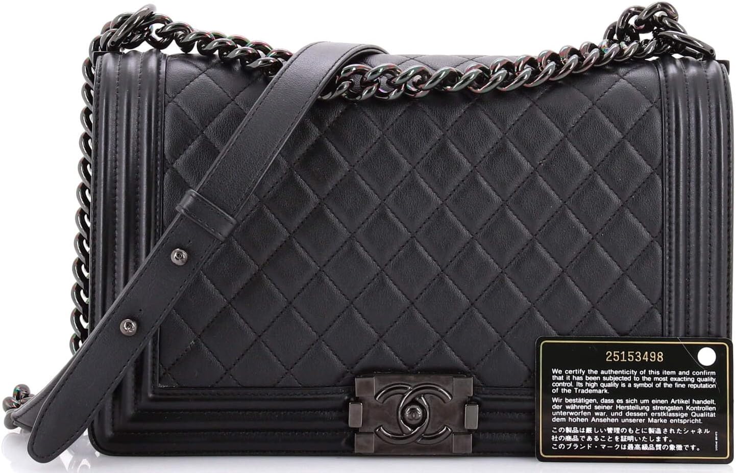 Chanel, So Black Boy Flap Bag Quilted Lambskin New Medium, Black