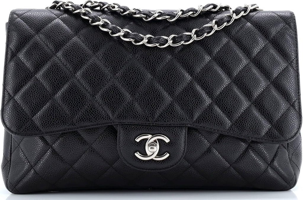 Chanel, Classic Single Flap Bag Quilted Caviar Jumbo, Black