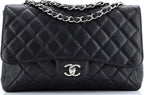 Chanel, Classic Single Flap Bag Quilted Caviar Jumbo, Black