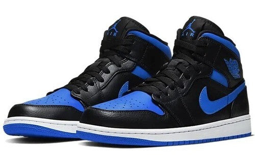 NIKE AIR JORDAN 1 MID "BLACK/BLUE" 554724-068 Men's Shoes Sneakers Brand