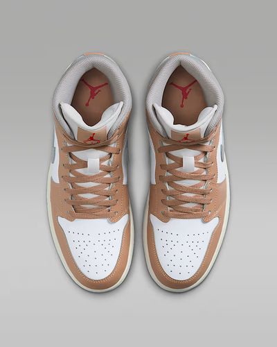 Nike Air Jordan 1 Mid "Hemp/White/College Gray/Fire Red" DQ8426-200 Men's