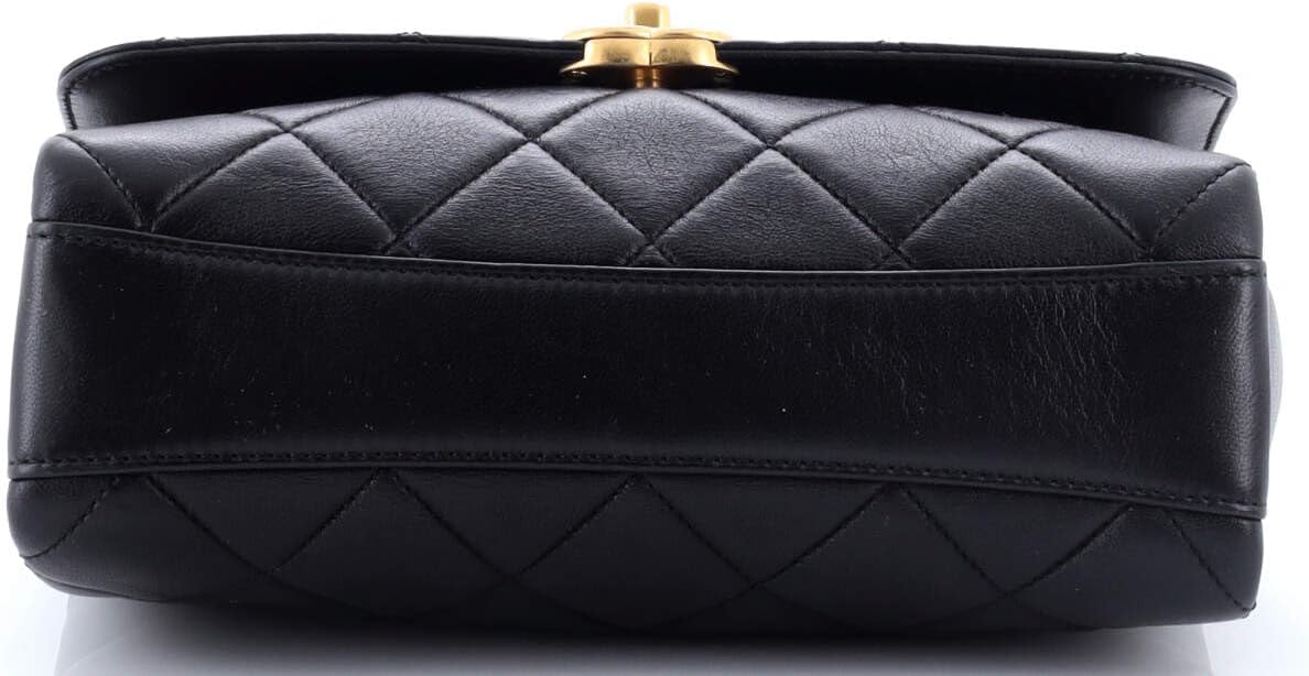 Chanel, Crystal Logo Letters Chain Handle Flap Bag Quilted Lambskin Medium, Black