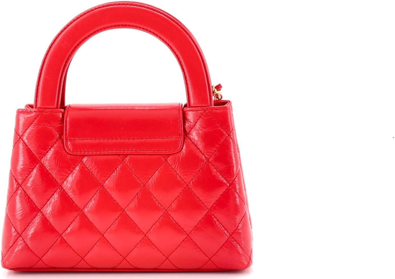Chanel, Kelly Top Handle Shopping Bag Quilted Shiny Aged Calfskin Mini, Red