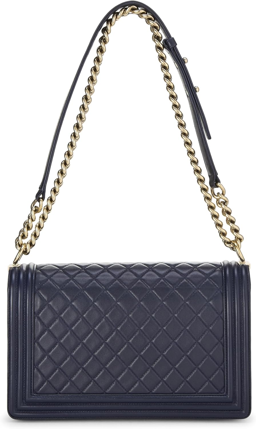 Chanel, Navy Quilted Lambskin Boy Bag Medium, Navy