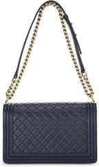 Chanel, Navy Quilted Lambskin Boy Bag Medium, Navy
