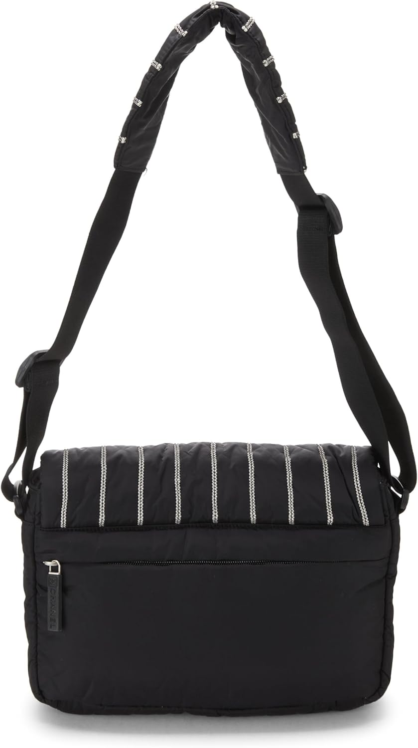 Chanel, Black Quilted Nylon Sportline Messenger Bag, Black
