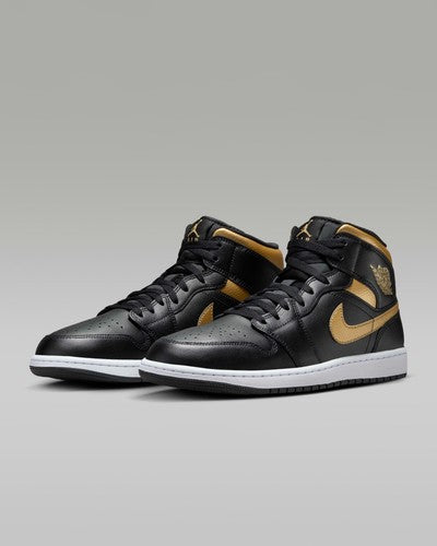 Nike Air Jordan 1 Mid "Black/Metallic Gold" DQ8426-071 Sneakers [US 7-15]