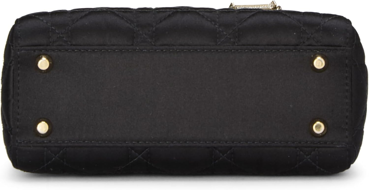 Christian Dior, Black Cannage Satin Lady Dior Mini, Black