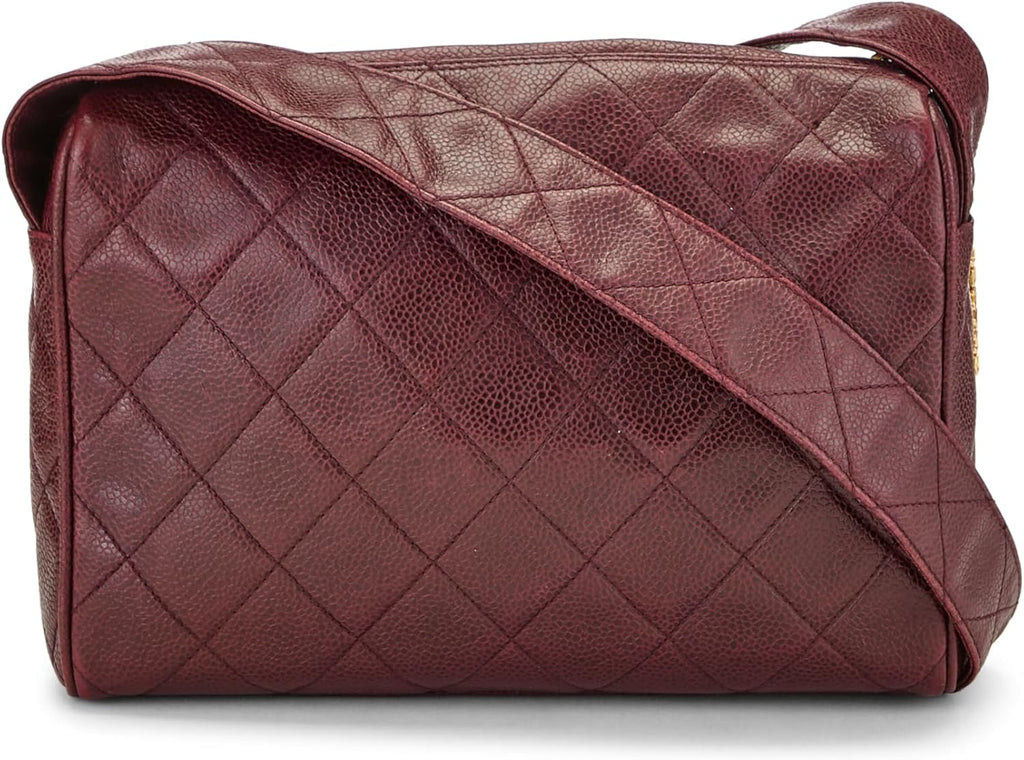Chanel, Burgundy Quilted Caviar Shoulder Bag, Burgundy