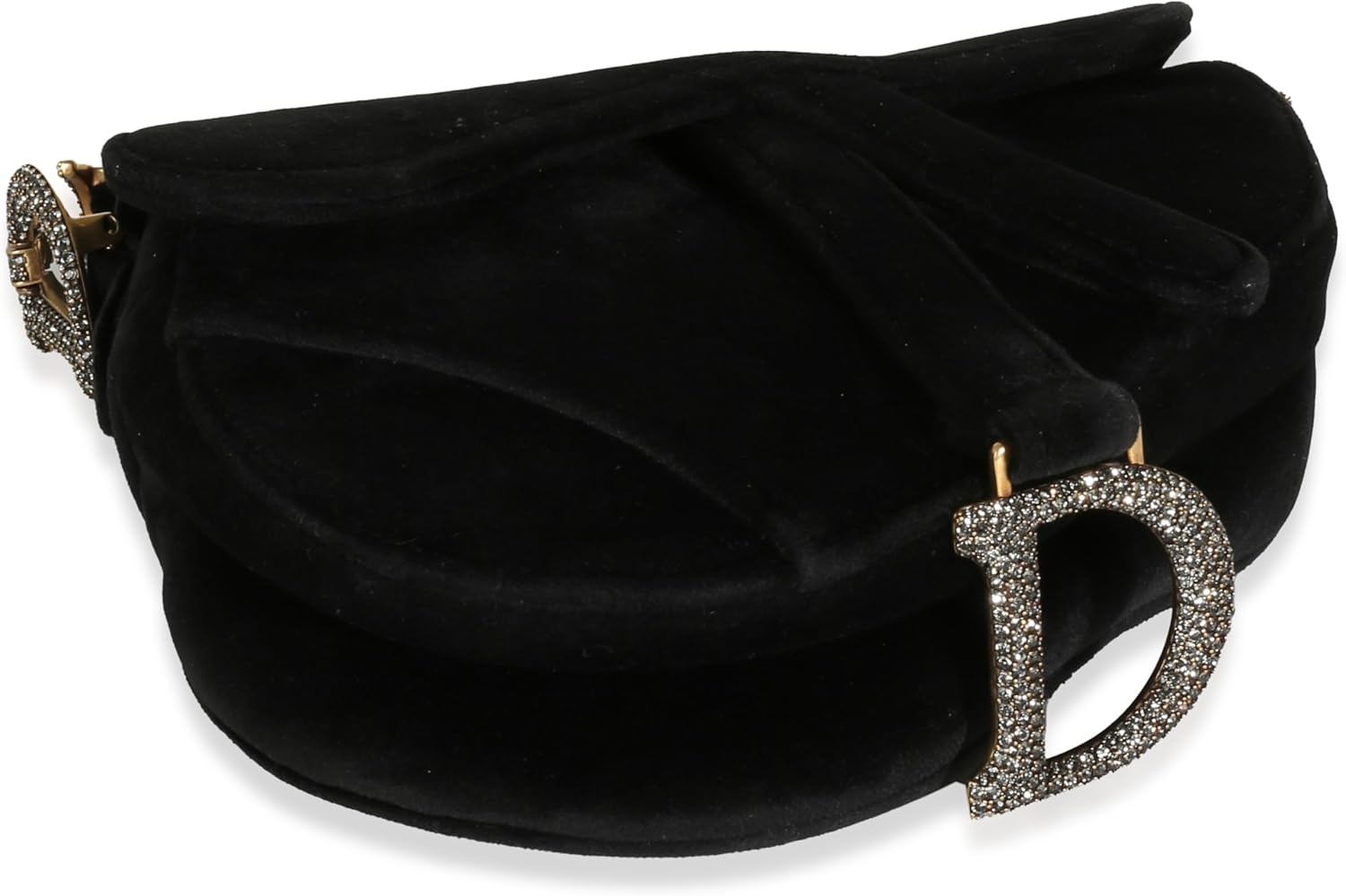 Dior, Black Velvet Crystal Mini Saddle Bag, Black