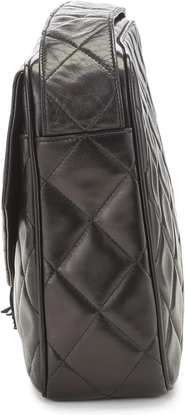 Chanel, Black Quilted Lambskin Envelope Flap Shoulder Bag, Black