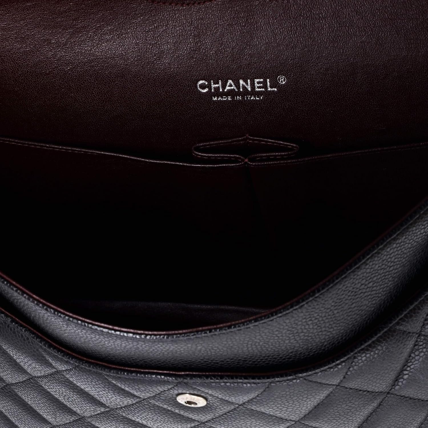 Chanel, Classic Double Flap Bag Quilted Caviar Maxi, Black