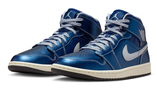 Nike Air Jordan 1 Mid SE Metallic Blue Quilted IM5128-001 Women's Size
