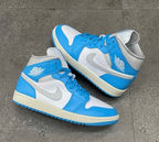 Nike Air Jordan 1 Mid Dark Powder Blue White Grey BQ6472-400 Women's Size