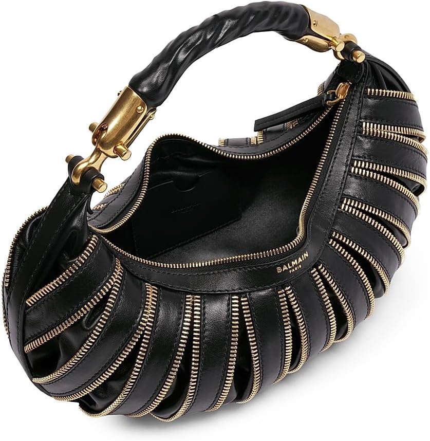 Balmain, Medium Ebene Leather Top Handle Bag, Noir