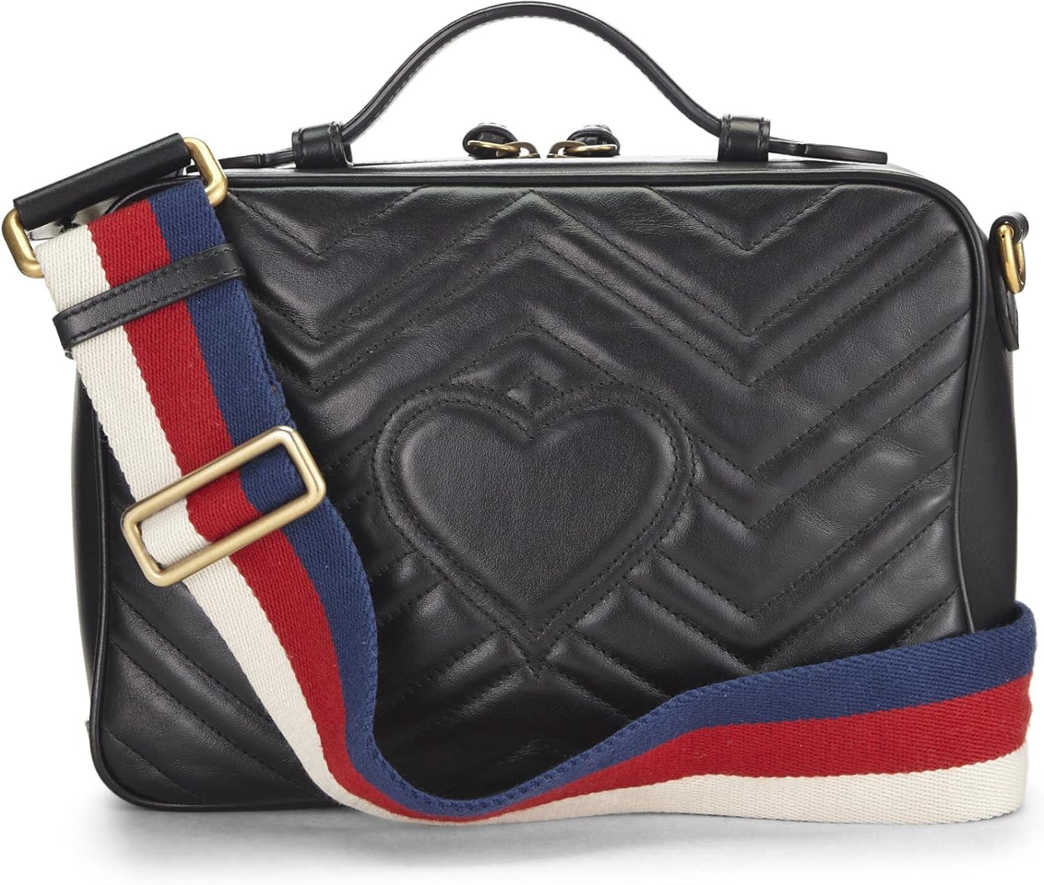 Gucci, Black Leather GG Marmont Shoulder Bag Small, Black